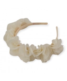 Tocado floral en gasa beige
