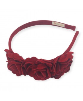 Tocado de flores en suede Rojo