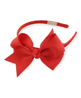 Diadema con lazada lisa Rojo