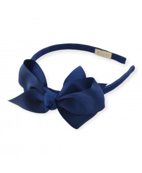 Diadema con lazada lisa Marino