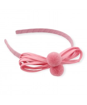 Tocado pompón polipiel rosa...
