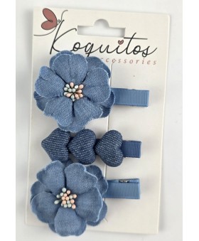 Set de 3 pinzas flor...