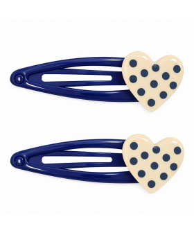 Set 2 clips 5 cm corazón topos